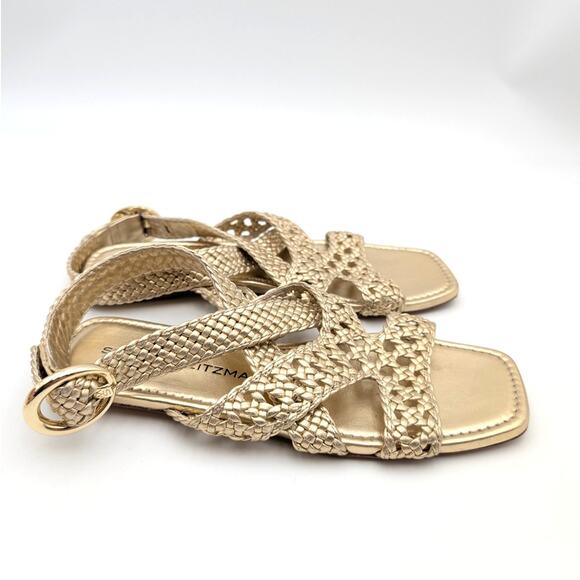 Stuart Weitzman Thea Flat Sandal Women's Ankle Strap Gold Size US5.5B EU36 - Picture 3 of 11
